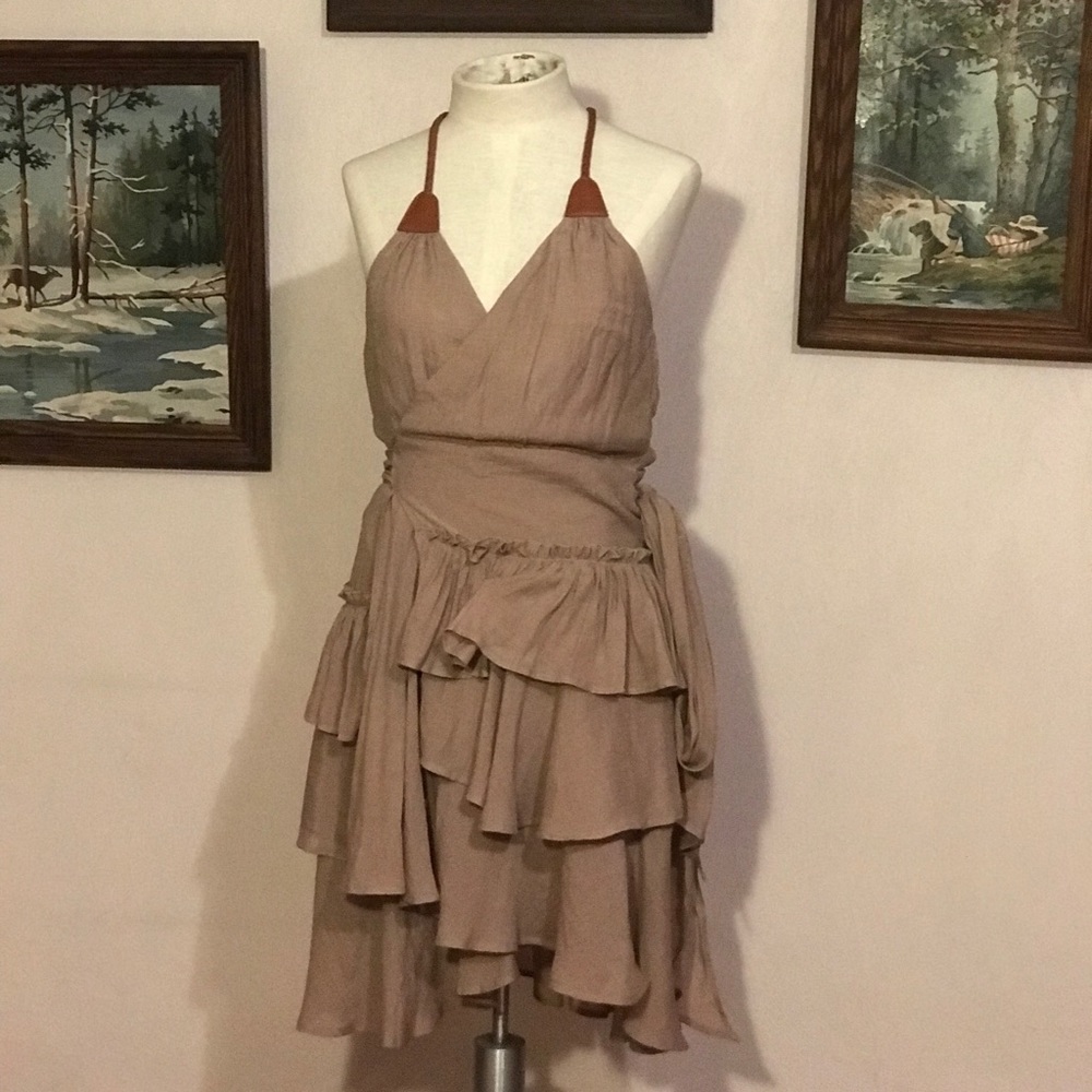 Ciel Brown Wrap Mini Dress